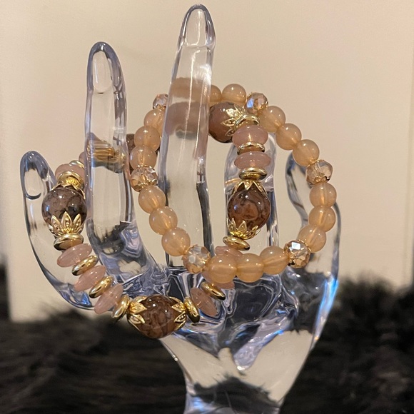 Gorgeous 2 Piece Crystal Decor Beaded Bracelet - Picture 2 of 2